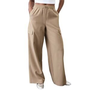Athleta Promenade High Rise Cargo Pants Sz XS New $129 Beige Oversized Fits S M